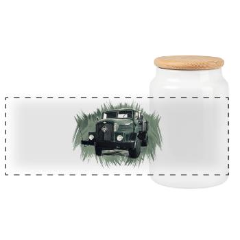 Flatbed truck IFA H6 - Panoramic Cookie Jar with Wooden Lid - white - Front