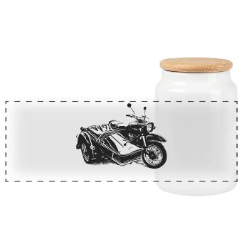 Simson Schwalbe Duo - Panorama Keksdose mit Holzdeckel - Weiß - Vorne