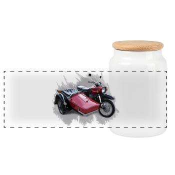 Simson Schwalbe Duo - Panorama Keksdose mit Holzdeckel - Weiß - Vorne