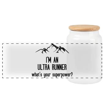 I'm An Ultra Runner - Was ist deine Superkraft - Panorama Keksdose mit Holzdeckel - Weiß - Vorne