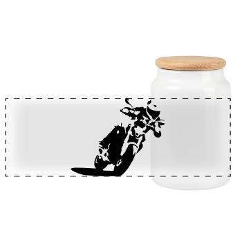 F900Nakedbike - Boîte à biscuits avec couvercle en bois - blanc - Devant
