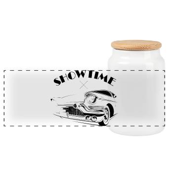 showtime american muscle cars icon v8 icon - Panoramic Cookie Jar with Wooden Lid - white - Front