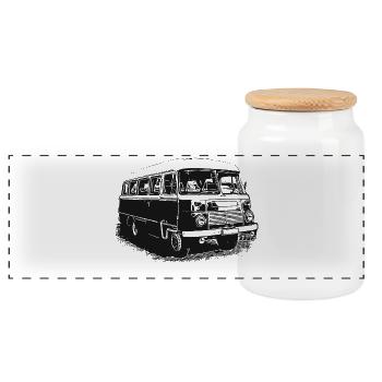 Robur Bus - Panorama Keksdose mit Holzdeckel - Weiß - Vorne