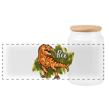 Tyrannosaure Rex - Boîte à biscuits avec couvercle en bois - blanc - Devant