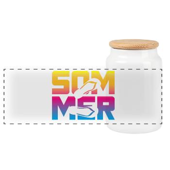 Sommer Farbe Verlauf Flip Flops Urlaub Camping Fun - Panorama Keksdose mit Holzdeckel - Weiß - Vorne