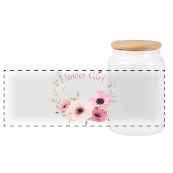 flower girl flowers romantic daughter girlfriend lol - Panoramic Cookie Jar with Wooden Lid - white - Front
