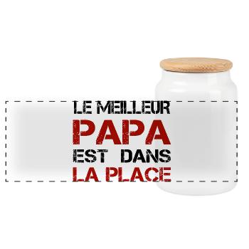 Papa La Place Distressed Rouge - Boîte à biscuits avec couvercle en bois - blanc - Devant
