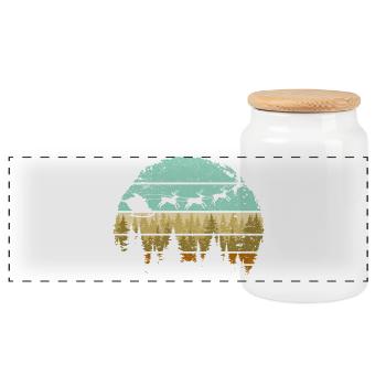 Silhouette de rayures de forêt de cerfs - Boîte à biscuits avec couvercle en bois - blanc - Devant