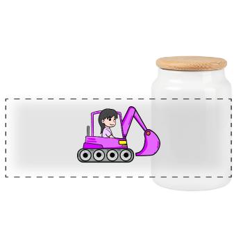 Fille pelle rose - Boîte à biscuits avec couvercle en bois - blanc - Devant