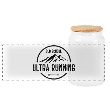 Old School Ultra Running - Boîte à biscuits avec couvercle en bois - blanc - Devant