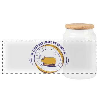 Hamster avec skateboard - Boîte à biscuits avec couvercle en bois - blanc - Devant