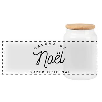 Cadeau de Noël super original  - Boîte à biscuits avec couvercle en bois - blanc - Devant