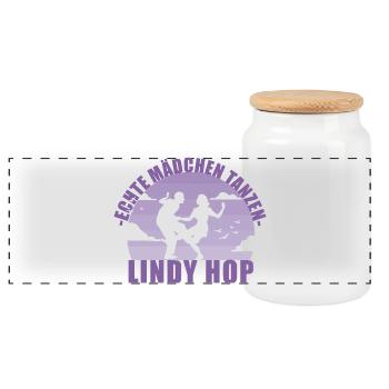 Echte Mädchen tanzen Lindy Hop Geschenk - Panorama Keksdose mit Holzdeckel - Weiß - Vorne