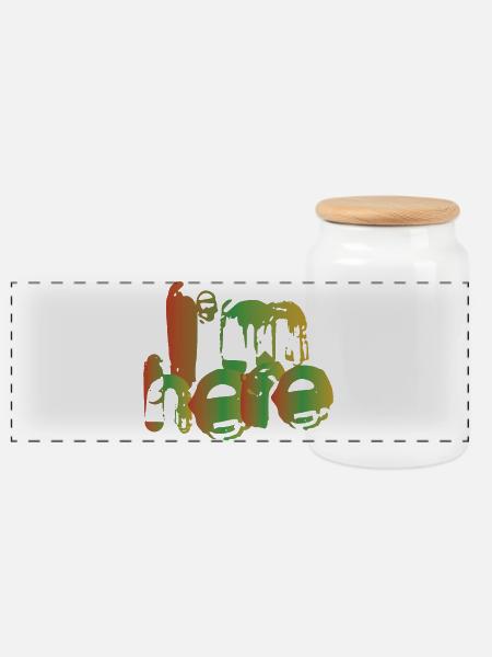 Ich bin hier - Panorama Keksdose mit Holzdeckel - Weiß
