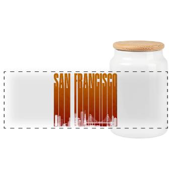 San Francisco Orange Skyline - Panorama Keksdose mit Holzdeckel - Weiß - Vorne
