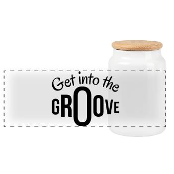 Groove, get into the groove, groover - Panorama Keksdose mit Holzdeckel - Weiß - Vorne