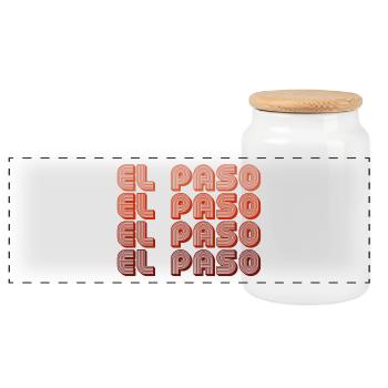 El Paso Gradient Retro Muster - Panorama Keksdose mit Holzdeckel - Weiß - Vorne