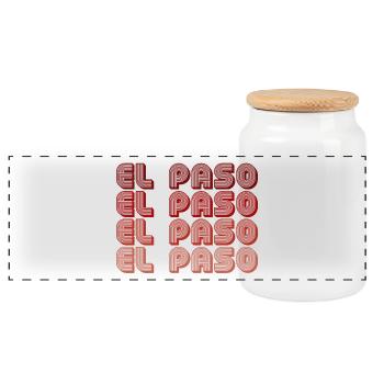 El Paso Block Letters Grid - Panorama Keksdose mit Holzdeckel - Weiß - Vorne