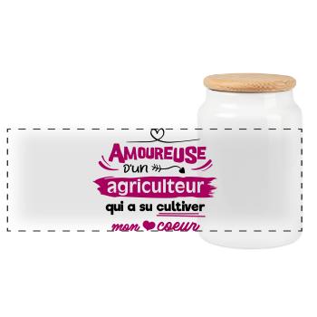 Amoureuse d'un agriculteur, humour cadeau - Boîte à biscuits avec couvercle en bois - blanc - Devant