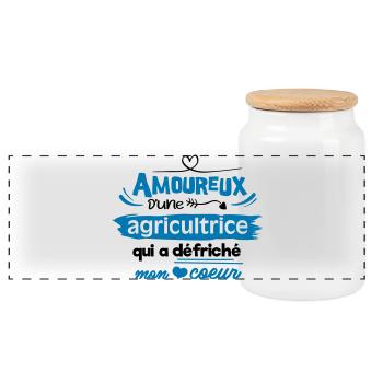 Amoureux d'une agricultrice - Boîte à biscuits avec couvercle en bois - blanc - Devant