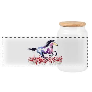 pferd reiten mädchen pink wild LBGTQ blumen natur - Panorama Keksdose mit Holzdeckel - Weiß - Vorne