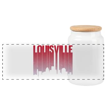 Louisville Skyline Gradient Silhouette - Panorama Keksdose mit Holzdeckel - Weiß - Vorne