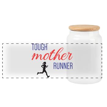 Tough Mother Runner - Panorama Keksdose mit Holzdeckel - Weiß - Vorne