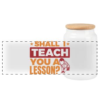 Funny billiard saying - Panoramic Cookie Jar with Wooden Lid - white - Front