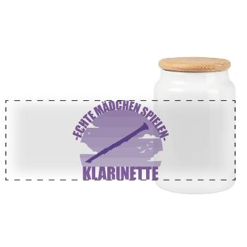 Klarinette Musikerin Instrument Mädchen Geschenk - Panorama Keksdose mit Holzdeckel - Weiß - Vorne