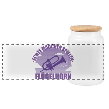 Flügelhorn Musikerin Instrument Mädchen Geschenk - Panorama Keksdose mit Holzdeckel - Weiß - Vorne