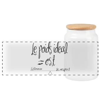 le poids idéal - Boîte à biscuits avec couvercle en bois - blanc - Devant