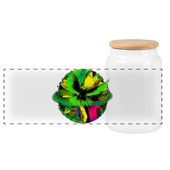 Frieden Taube Welt Planet Blume PopArt - Panorama Keksdose mit Holzdeckel - Weiß - Vorne