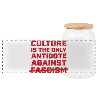 Culture against fascism - Panoramic Cookie Jar with Wooden Lid - white - Front