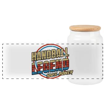 Handball Legende - Panorama Keksdose mit Holzdeckel - Weiß - Vorne