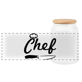 Chef V2 - Panoramic Cookie Jar with Wooden Lid - white - Front