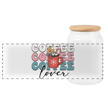 Amateur de café - Boîte à biscuits avec couvercle en bois - blanc - Devant