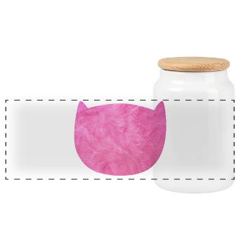 Cat Fluffy Fur Fur pink Fan Cat Love - Panoramic Cookie Jar with Wooden Lid - white - Front