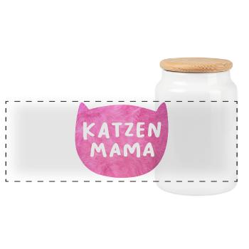 Katzenmama Katze Fan Haustier flauschig cool Quote - Panorama Keksdose mit Holzdeckel - Weiß - Vorne
