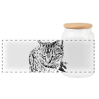 Katze schwarz Kätzchen cute - Panorama Keksdose mit Holzdeckel - Weiß - Vorne