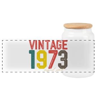 Millésime 1973 Partie originale - Boîte à biscuits avec couvercle en bois - blanc - Devant