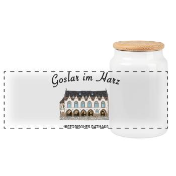 Goslar im Harz, Hôtel de ville historique - Boîte à biscuits avec couvercle en bois - blanc - Devant