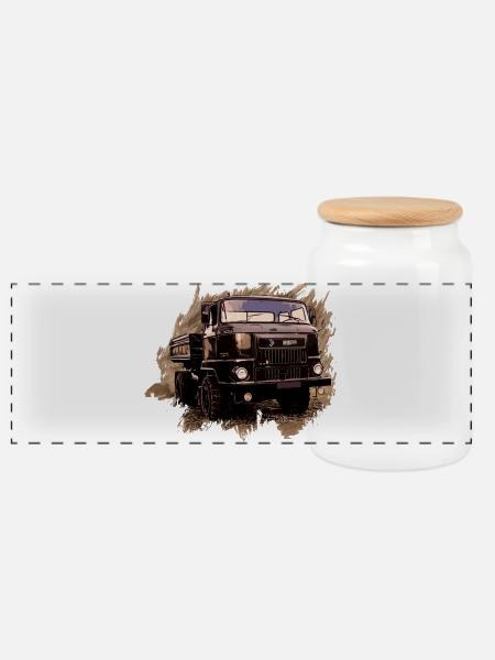 IFA L60 Kipper - Panorama Keksdose mit Holzdeckel - Weiß