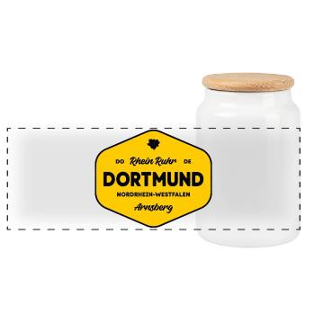 Dortmund JauneLogo de la ville noire - Boîte à biscuits avec couvercle en bois - blanc - Devant