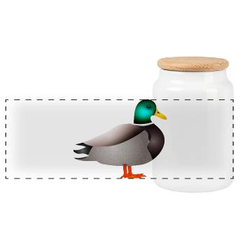 handgezeichnete männliche Ente Erpel oder Enterich - Panorama Keksdose mit Holzdeckel - Weiß - Vorne