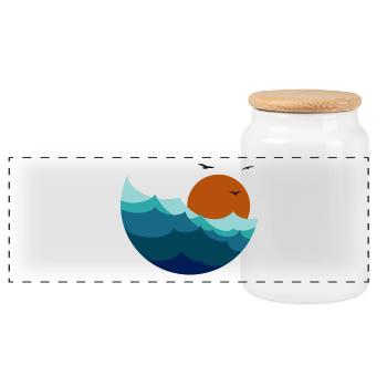 Vagues Coucher de soleil - Boîte à biscuits avec couvercle en bois - blanc - Devant