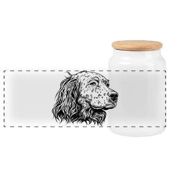 English Setter Portrait s - Panoramic Cookie Jar with Wooden Lid - white - Front