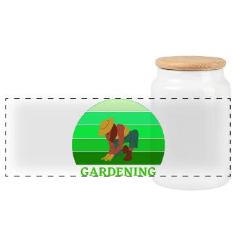 gardening, gardening, gardening, gardener - Panoramic Cookie Jar with Wooden Lid - white - Front