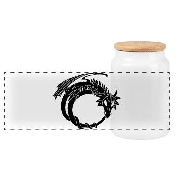 L'anneau du dragon noir - Boîte à biscuits avec couvercle en bois - blanc - Devant