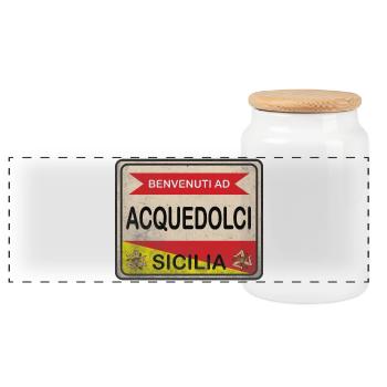 T-Shirt Sicilia Acquedolci T-Shirt Geschenkidee - Panorama Keksdose mit Holzdeckel - Weiß - Vorne