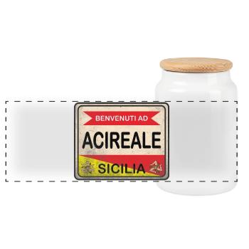 Sicily t-shirt Acireale t-shirt gift idea - Panoramic Cookie Jar with Wooden Lid - white - Front